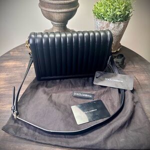 Dolce & Gabbana Black Vertical Quilted Shoulder Bag or Clutch